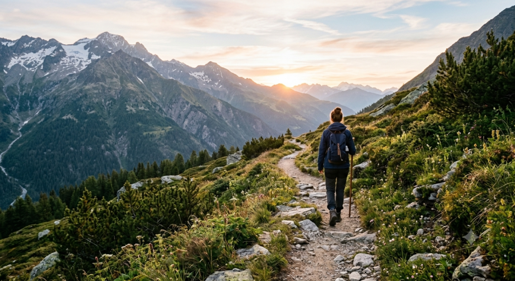 A peaceful mountain path symbolizing the journey of living with spiritual purpose and inner awareness
